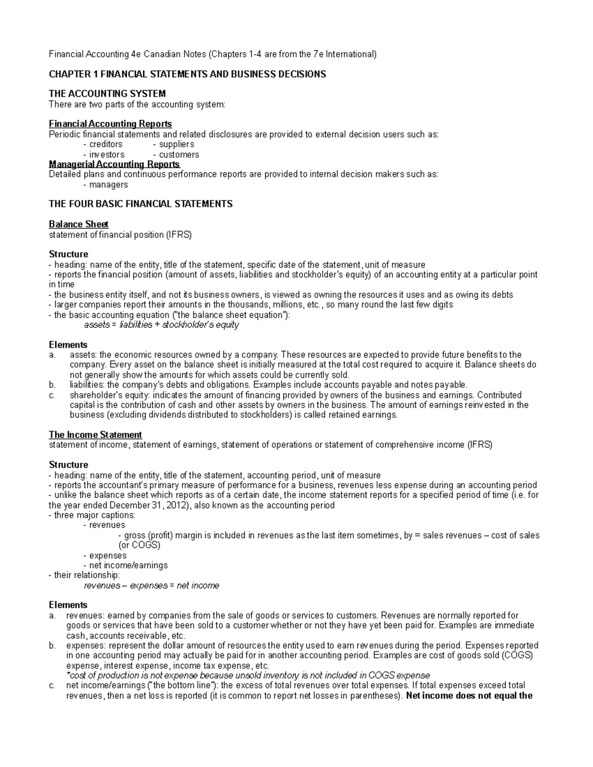 Chapter 1 Financial Statements and Business Decisions - Financial ...