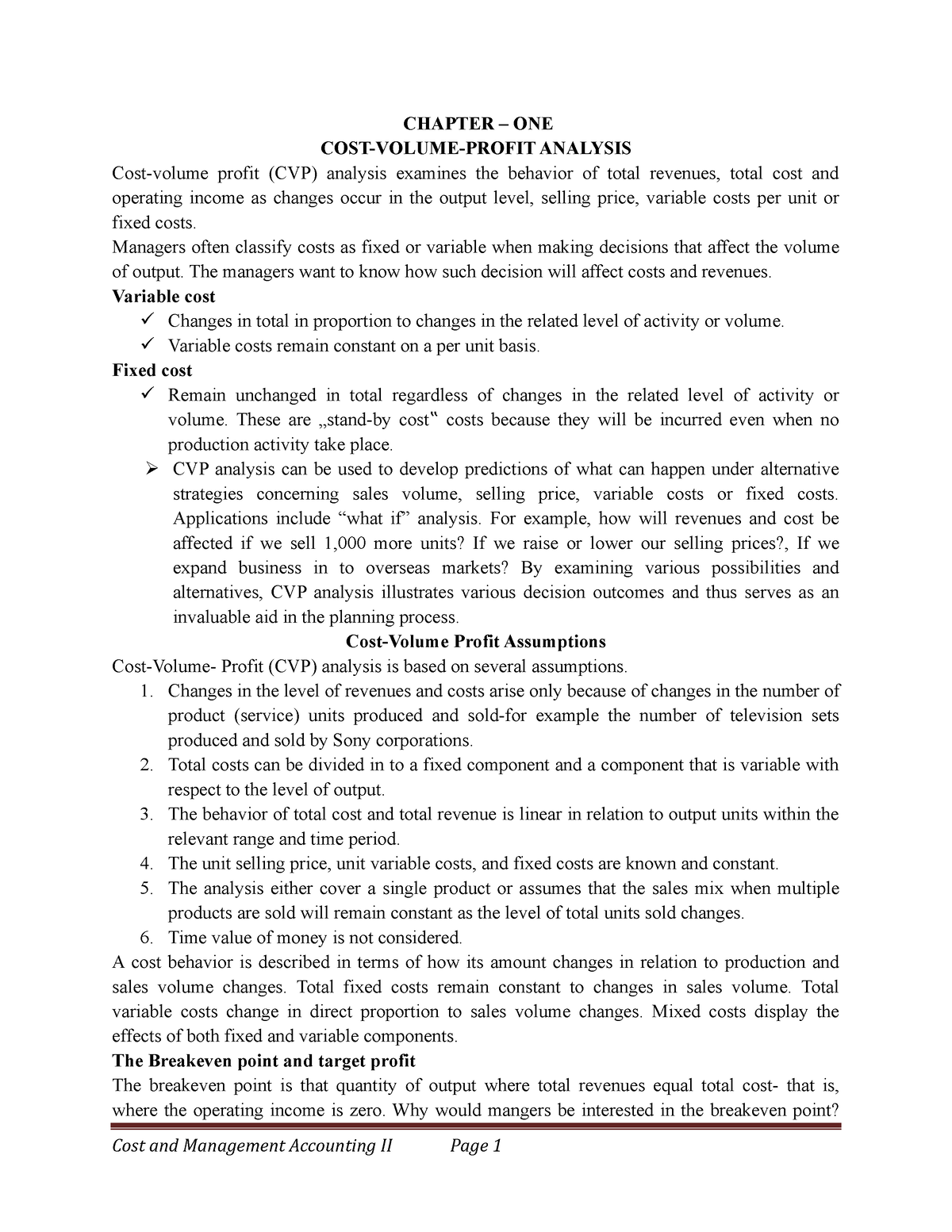 cost-and-management-accounting-ii-chapter-one-cost-volume-profit