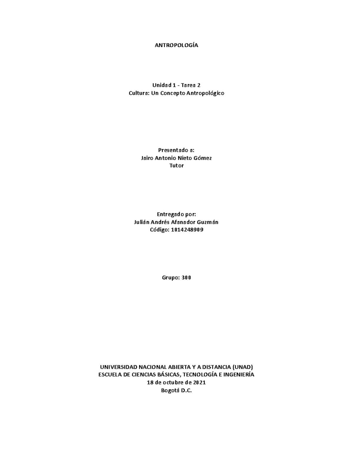 Cultura Un Concepto Antropologico Julian Afanador - Antropologia - UNAD ...