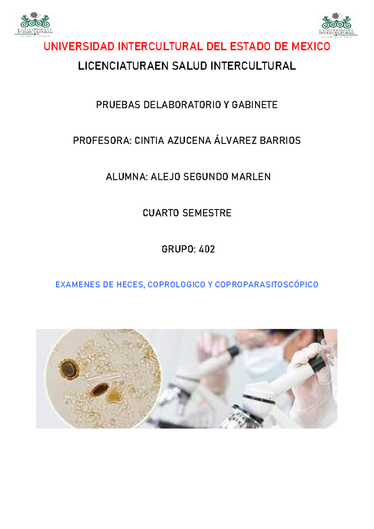 Examenes DE Heces, Coprologico Y Coproparasitoscópico Alejo Segundo ...