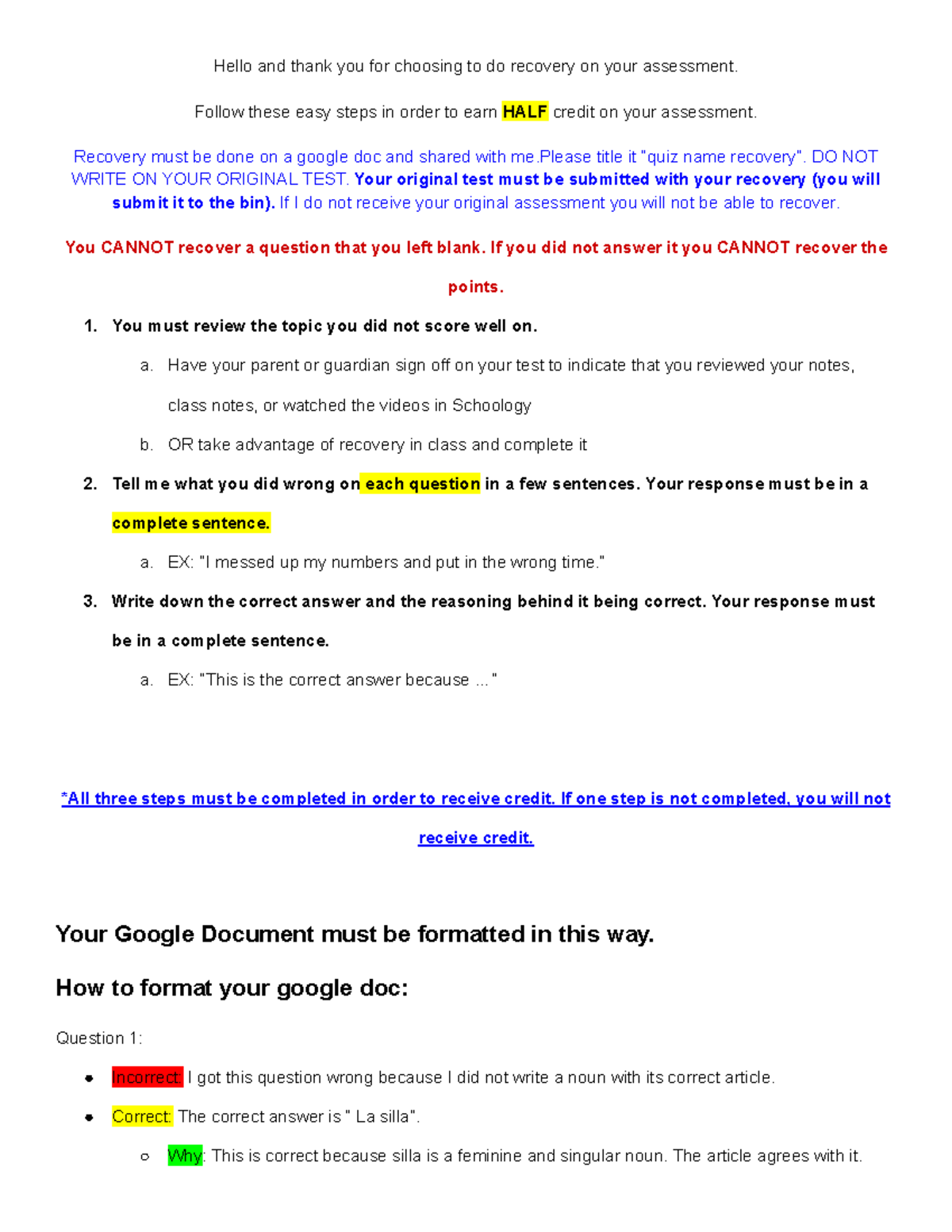 Recovery for assessments - Hello and thank you for choosing to do ...