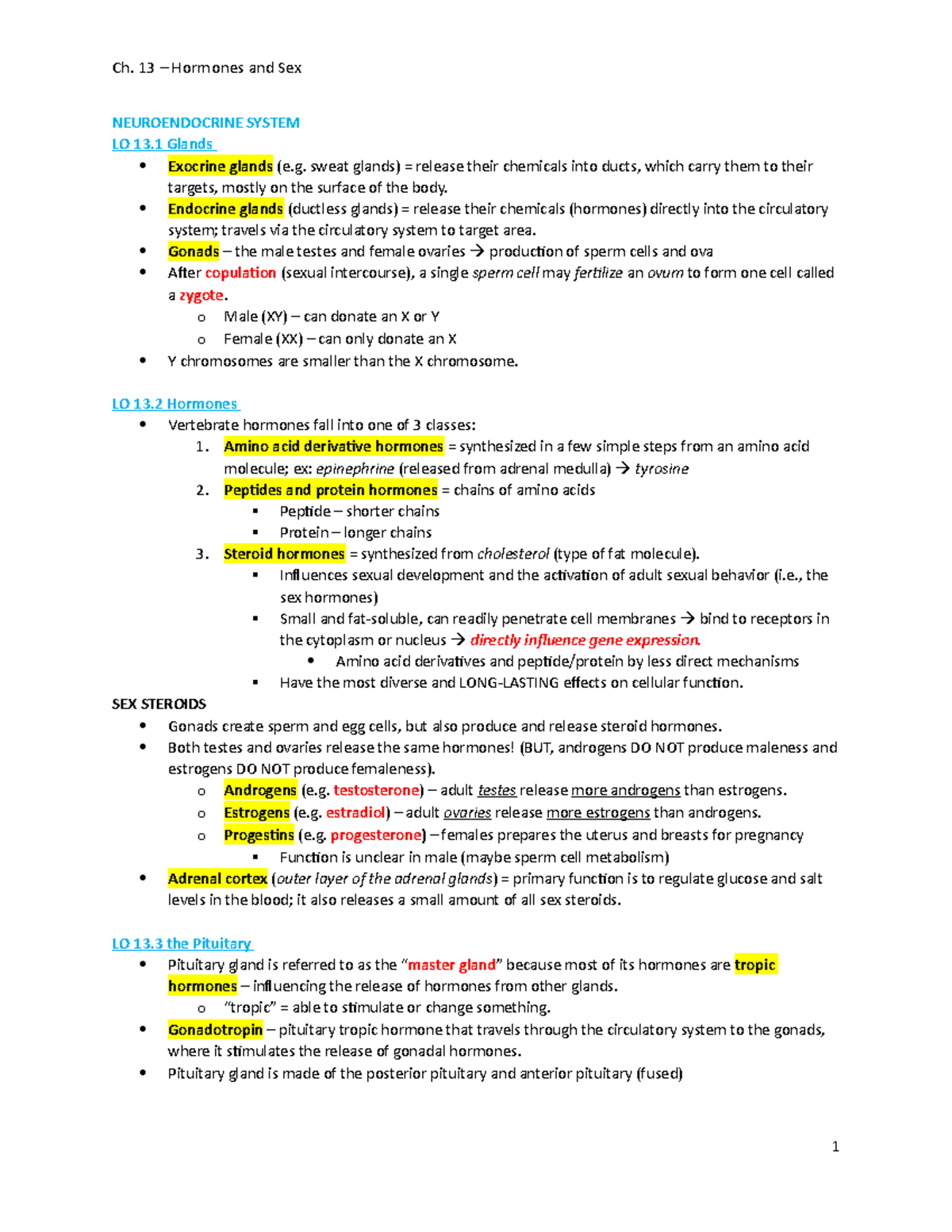 Ch 13 Sex And Hormones Ch 13 Hormones And Sex Neuroendocrine System Lo 13 Glands Exocrine 9436