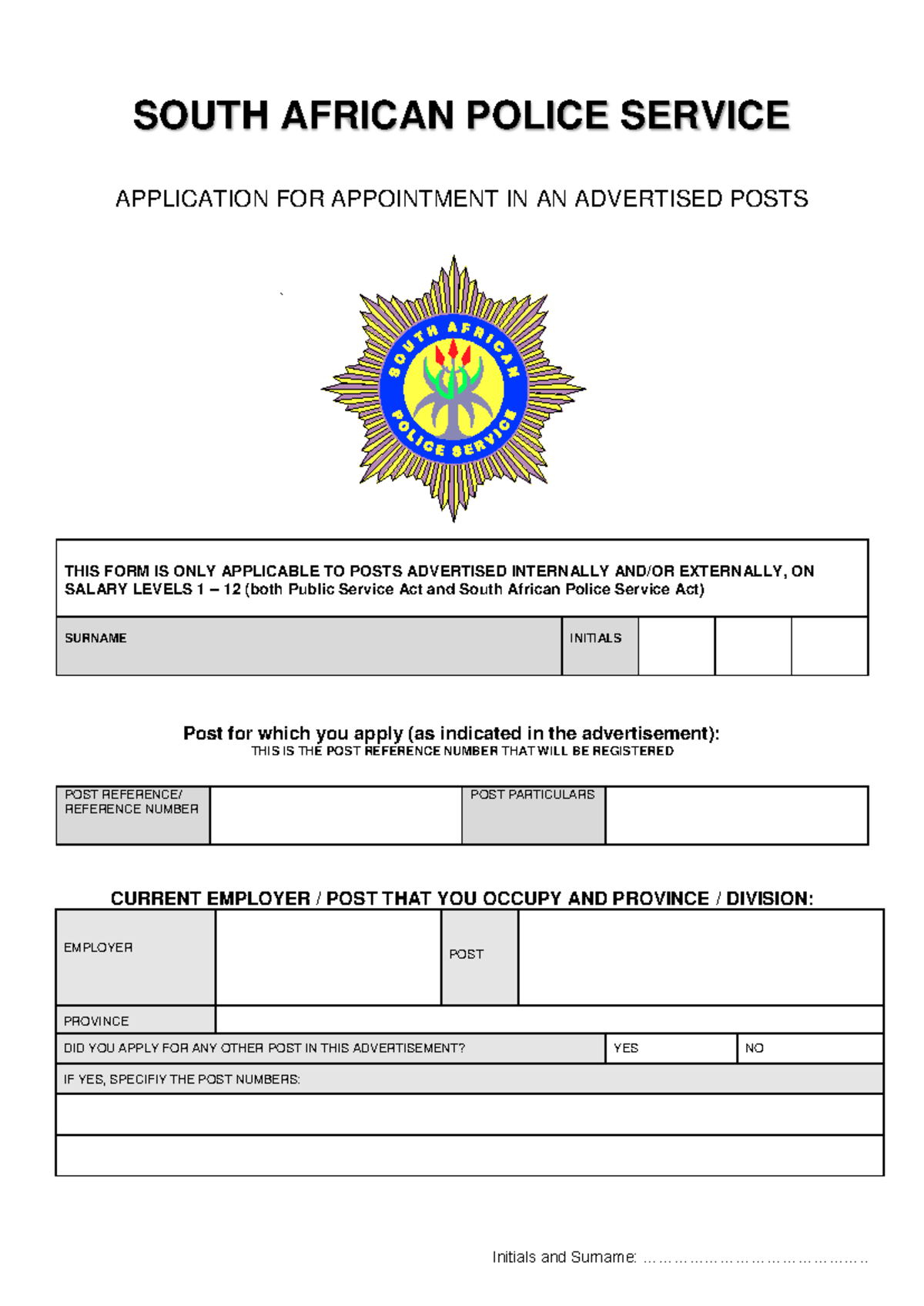 Tam2601 tutor notes - SOUTH AFRICAN POLICE SERVICE APPLICATION FOR ...