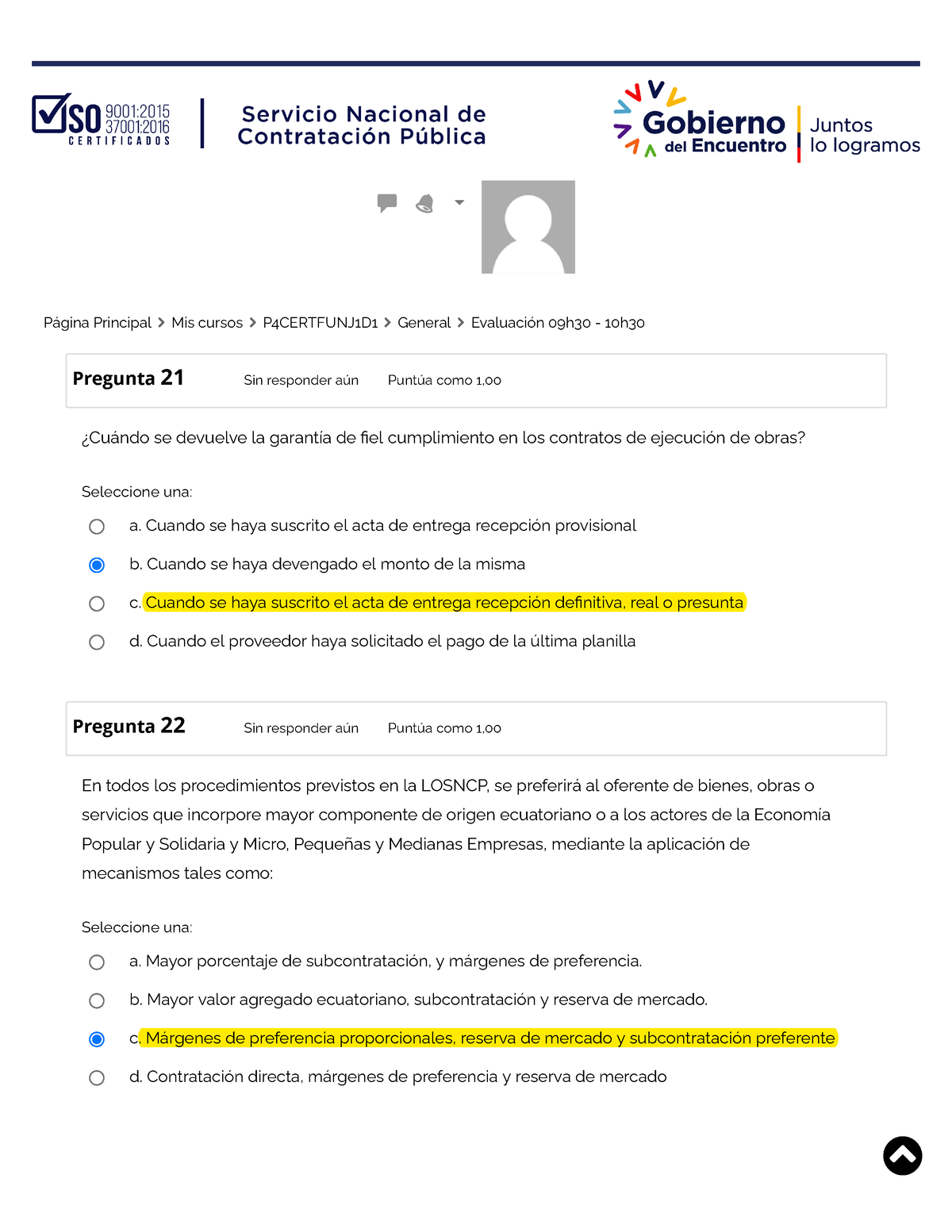 Prueba Sercop - Preguntas De Contratación Pública - Pregunta 21 Sin ...