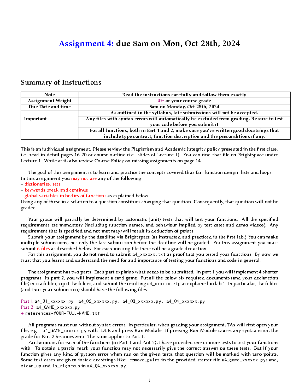 Assignment 4 Document - Assignment 4: due 8am on Mon, Oct 28th, 2024 ...
