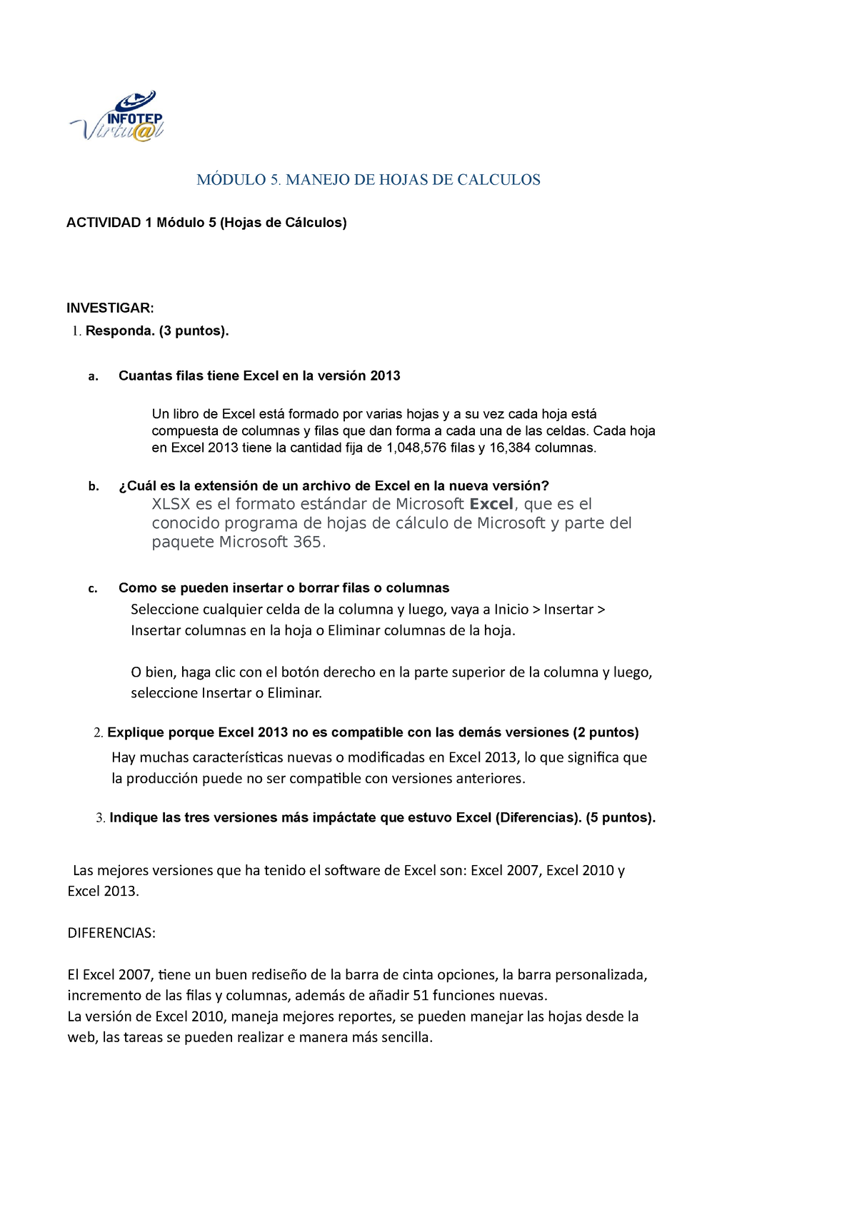 Tarea 1 MÓdulo 5 Manejo De Hojas De Calculos Actividad 1 Módulo 5