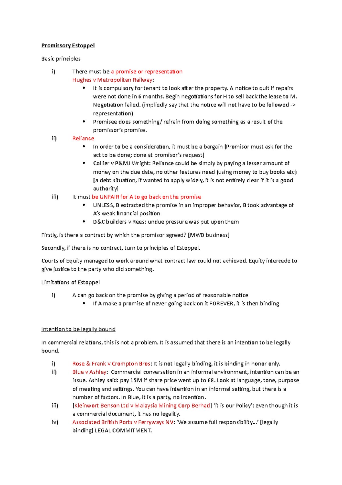 Lecture 4 Promissory Estoppel (22 Promissory Estoppel Basic
