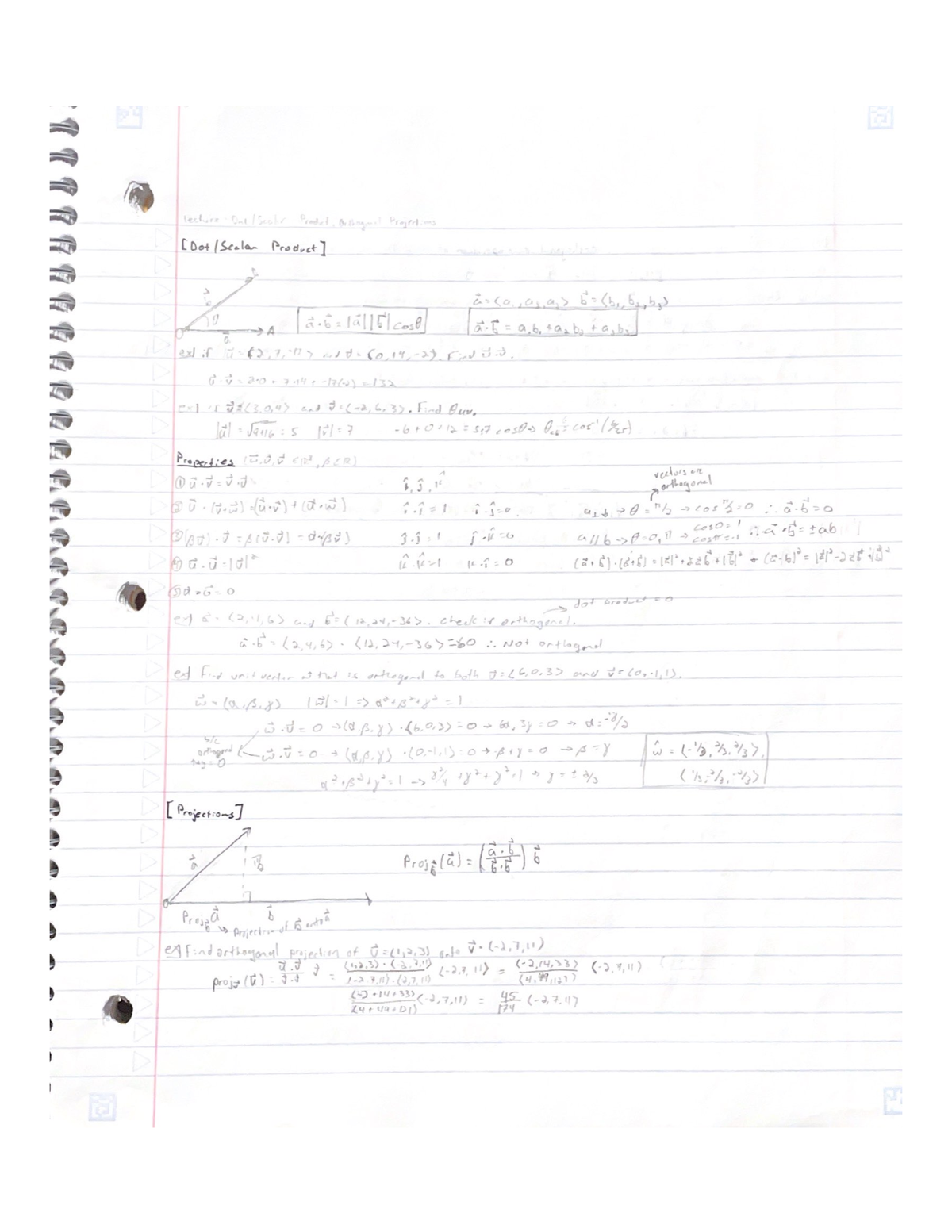 Lecture- Dot:Scalar Product, Orthogonal Projections - MA 242 - Studocu