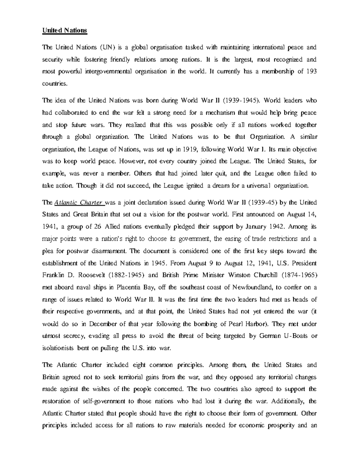IR 4 (United Nations) - Its lecture notes - United Nations The United ...