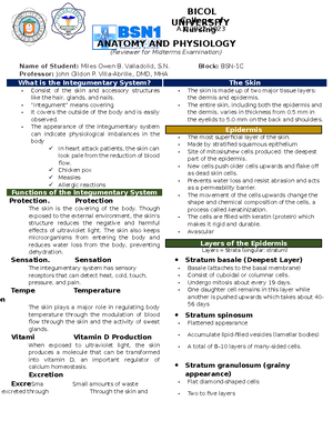 Ana Phy Reviewer (Topic 3) - ANATOMY AND PHYSIOLOGY (Reviewer for ...