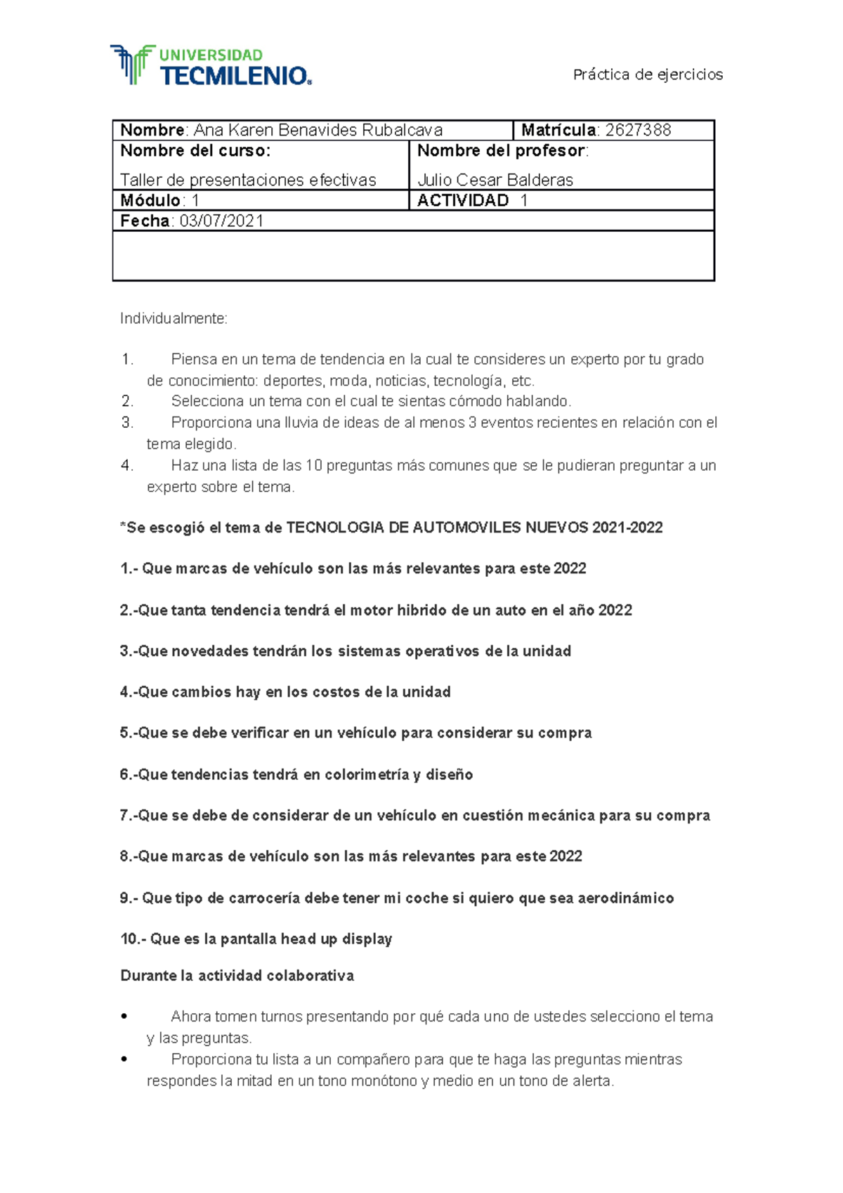 Actividad 1 Taller Comunicacion Efectiva - Práctica de ejercicios ...