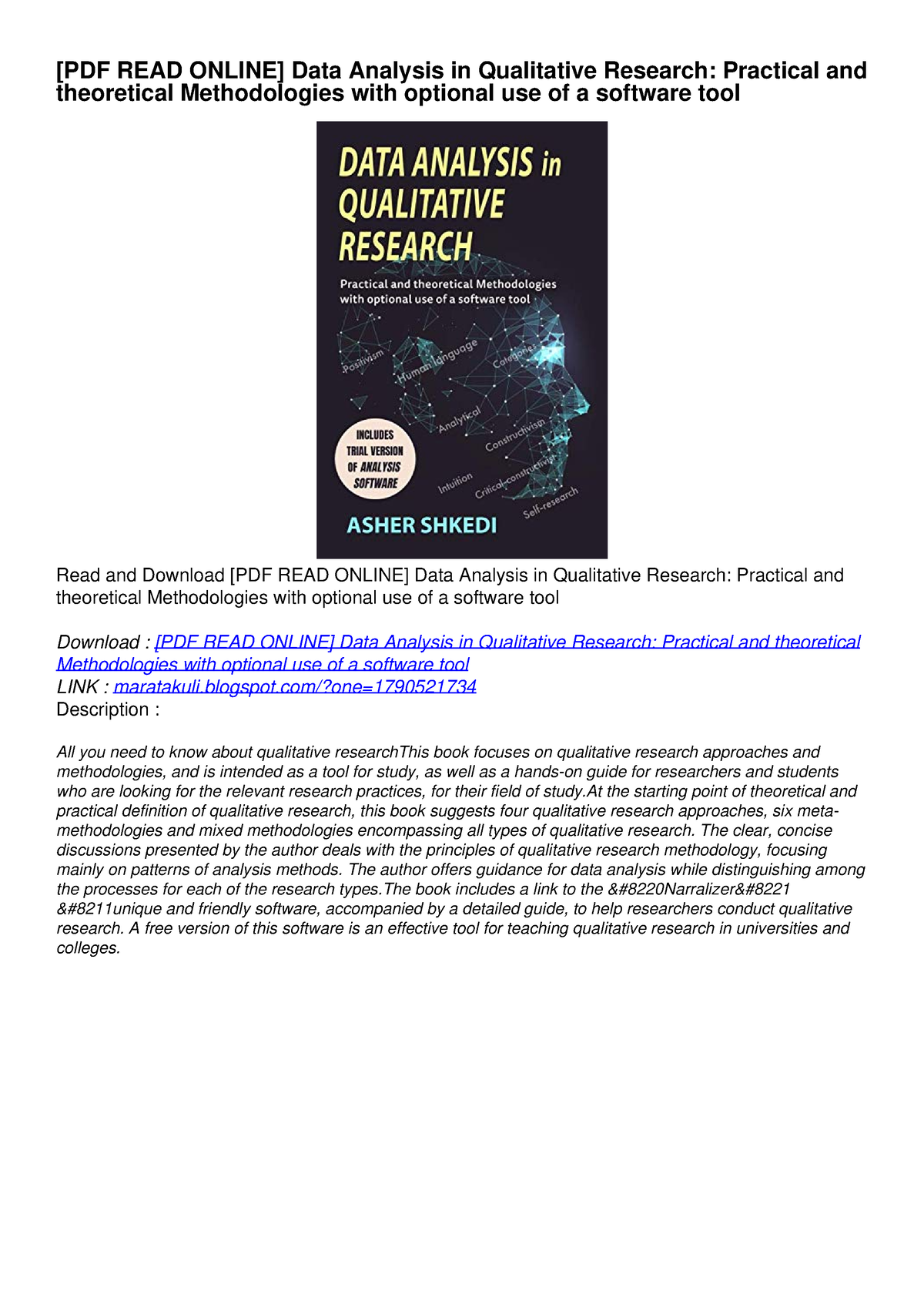 [PDF READ ONLINE] Data Analysis In Qualitative Research: Practical And ...