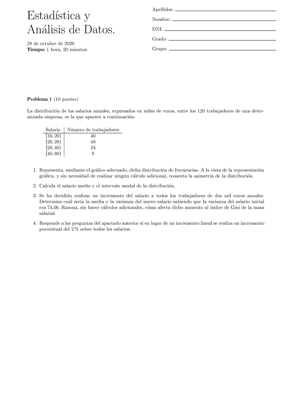 1 Parcial 2020 (modelo 2) - Estad ́ıstica Y An ́alisis De Datos. 28 De ...