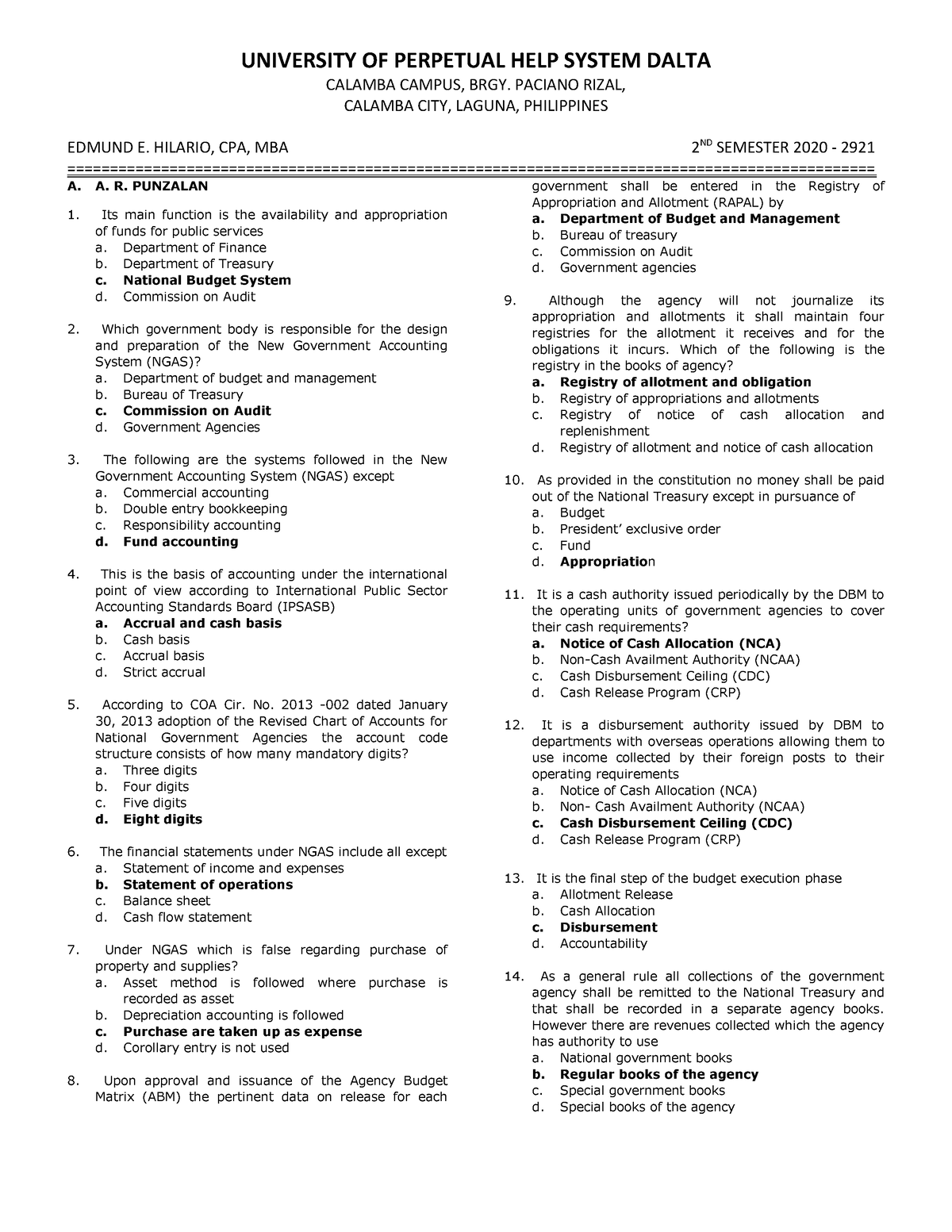 Toaz - Government Accounting - CALAMBA CAMPUS, BRGY. PACIANO RIZAL ...