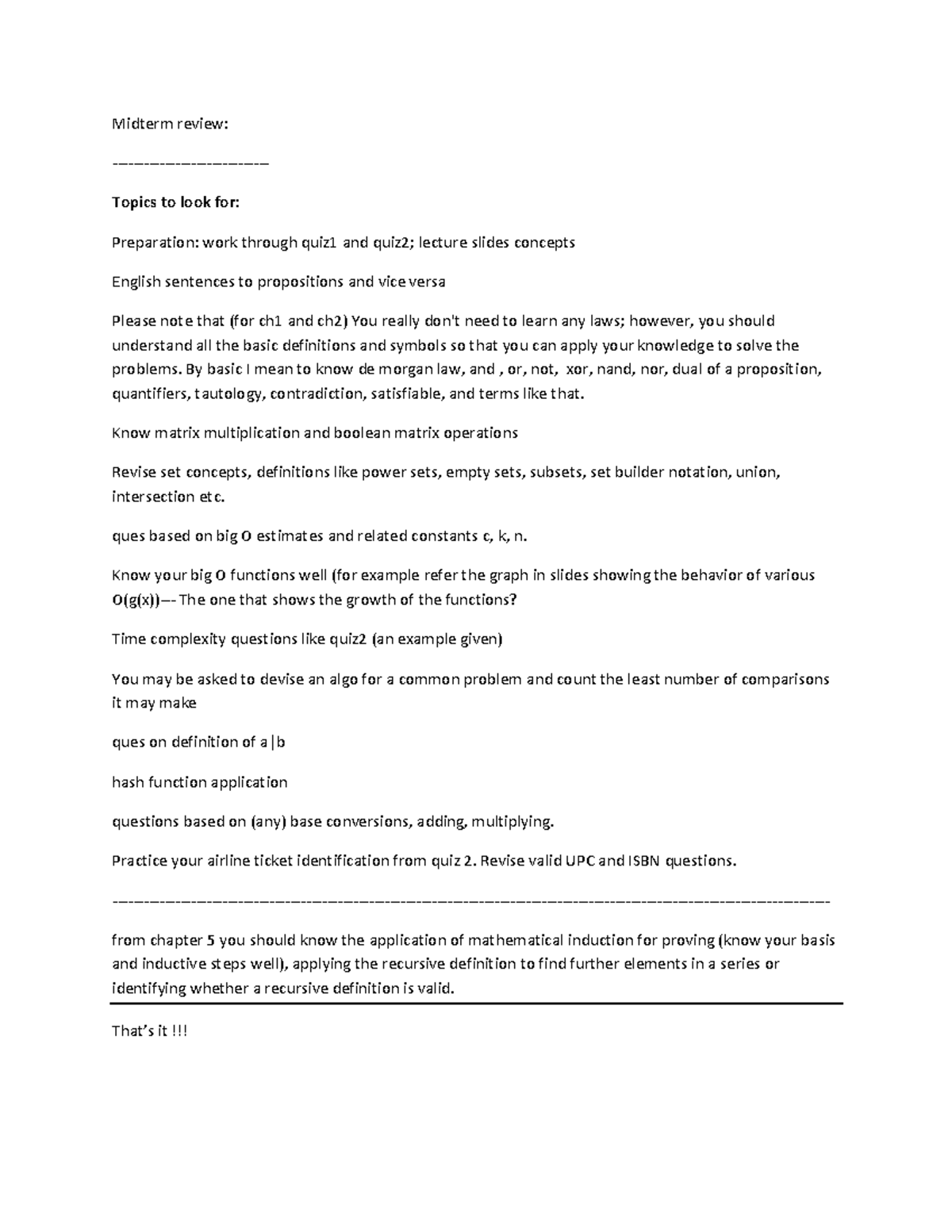 Midterm review questions for 2020 in cp216 - Midterm review: Topics to ...