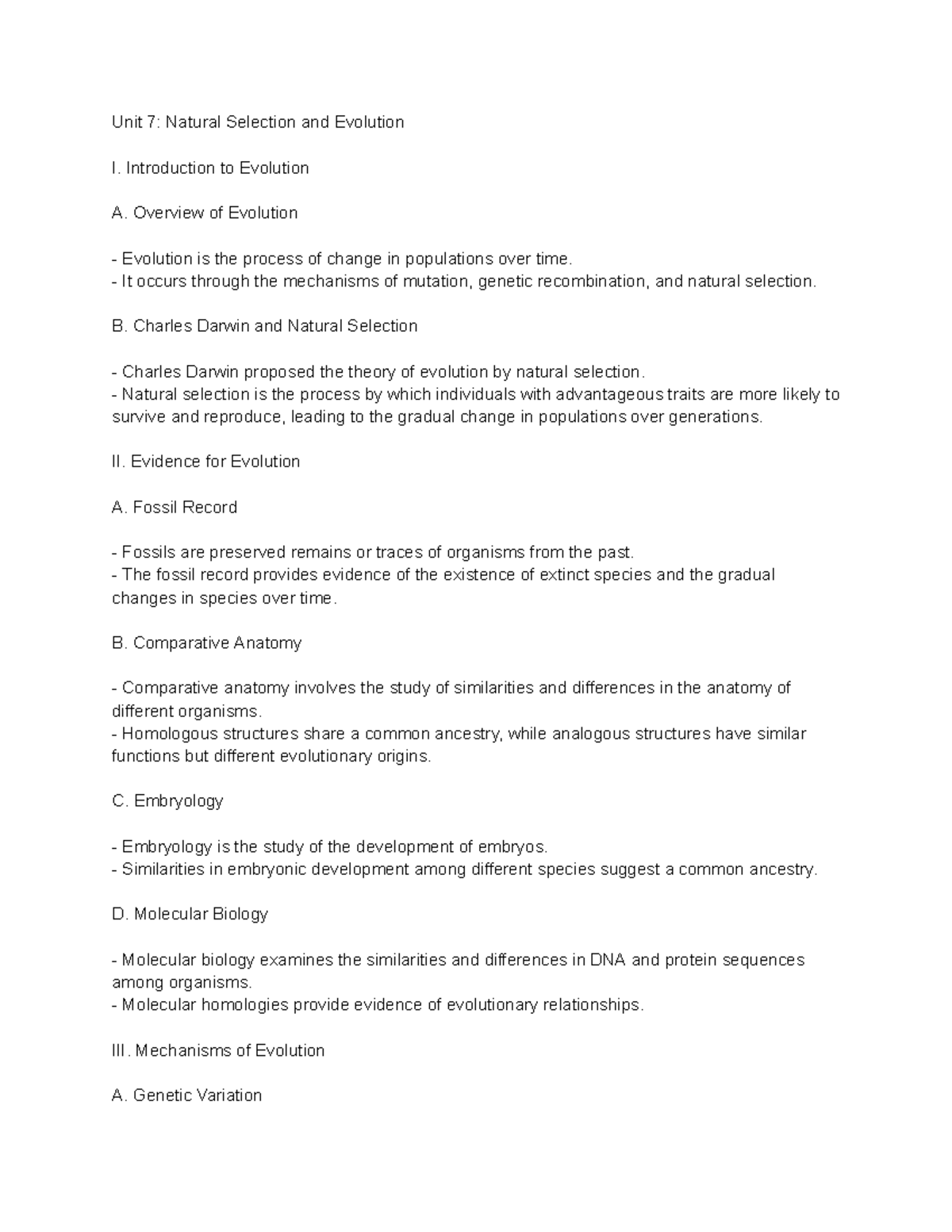 Ap Bio Basic Overview Of Topics Covered In Ap Biology Unit Unit Natural Selection And