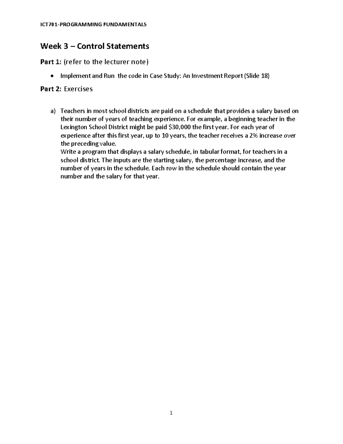 Lab 3 - its good - ICT701-PROGRAMMING FUNDAMENTALS 1 Week 3 – Control ... image.