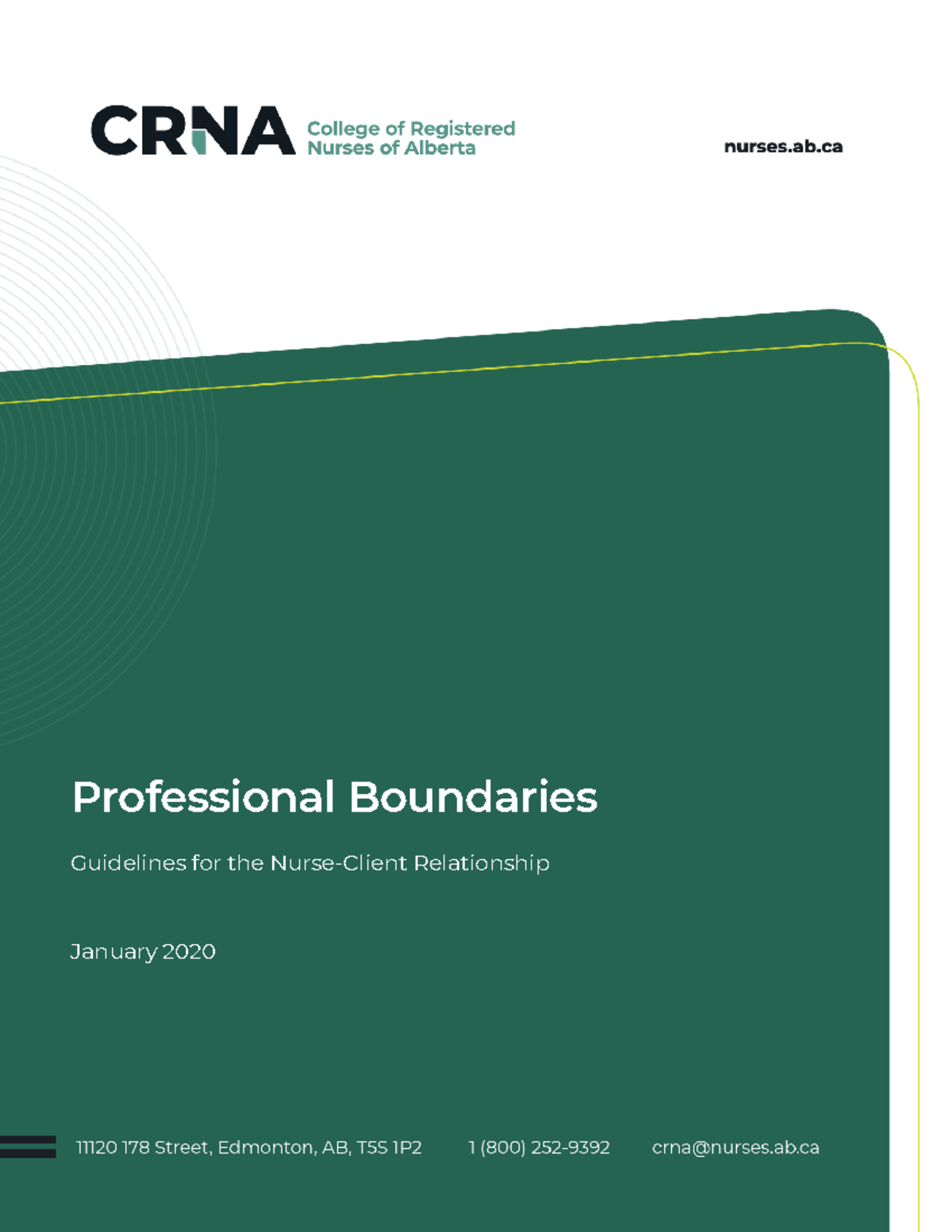 Professional boundaries guidelines for the nurse client relationship
