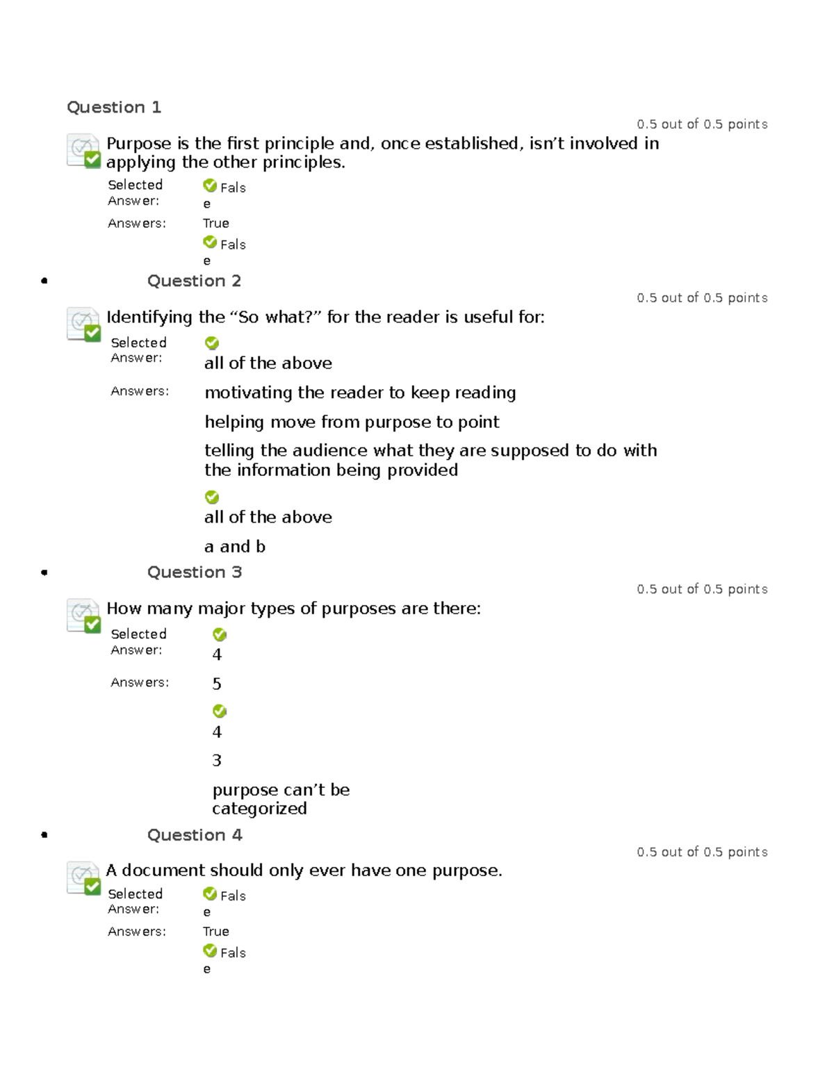 All Tech Com Quiz - Practice - Question 1 0 out of 0 points Purpose is ...