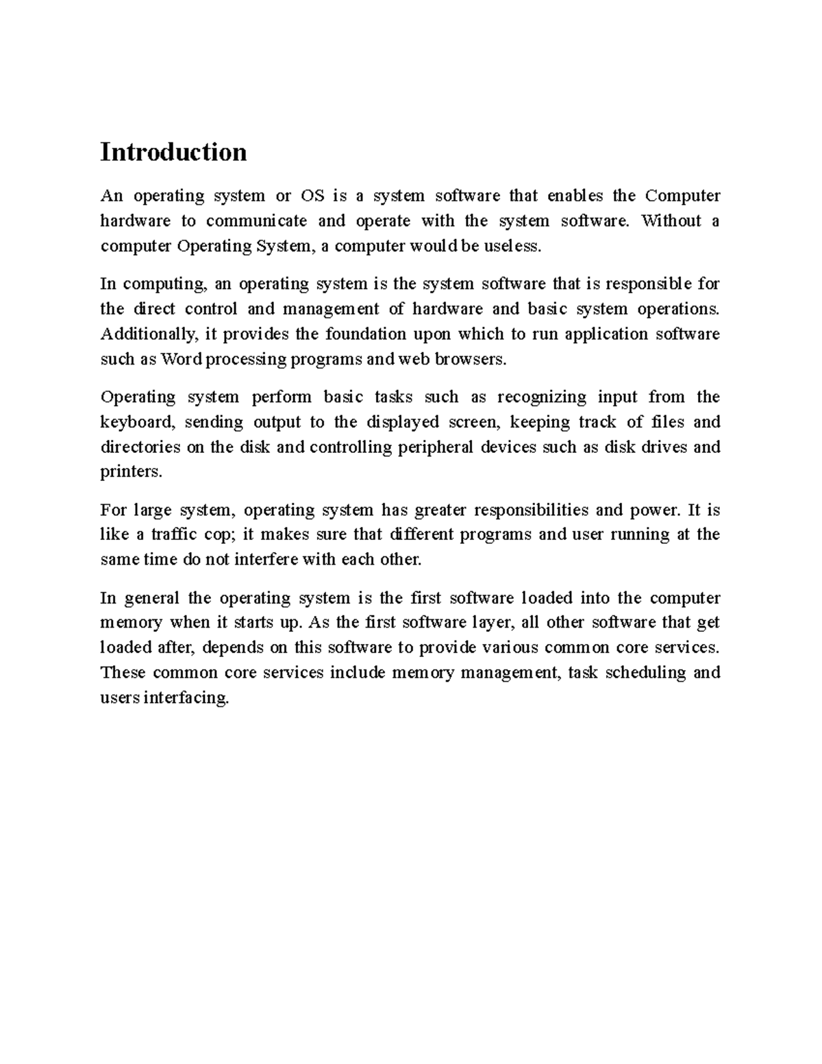 Windows 7 - COMPUTER STUDIES - Introduction An operating system or OS ...