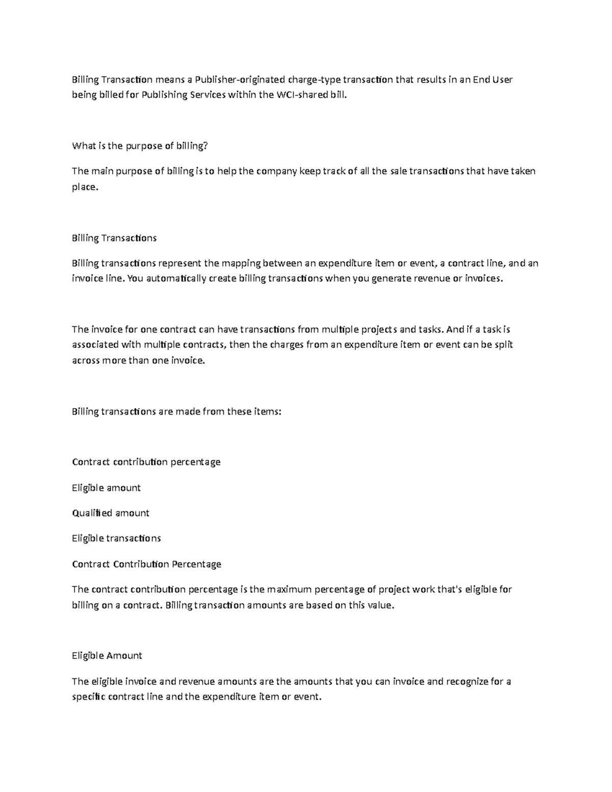 Billing Transaction - Lecture notes - Billing Transaction means a ...