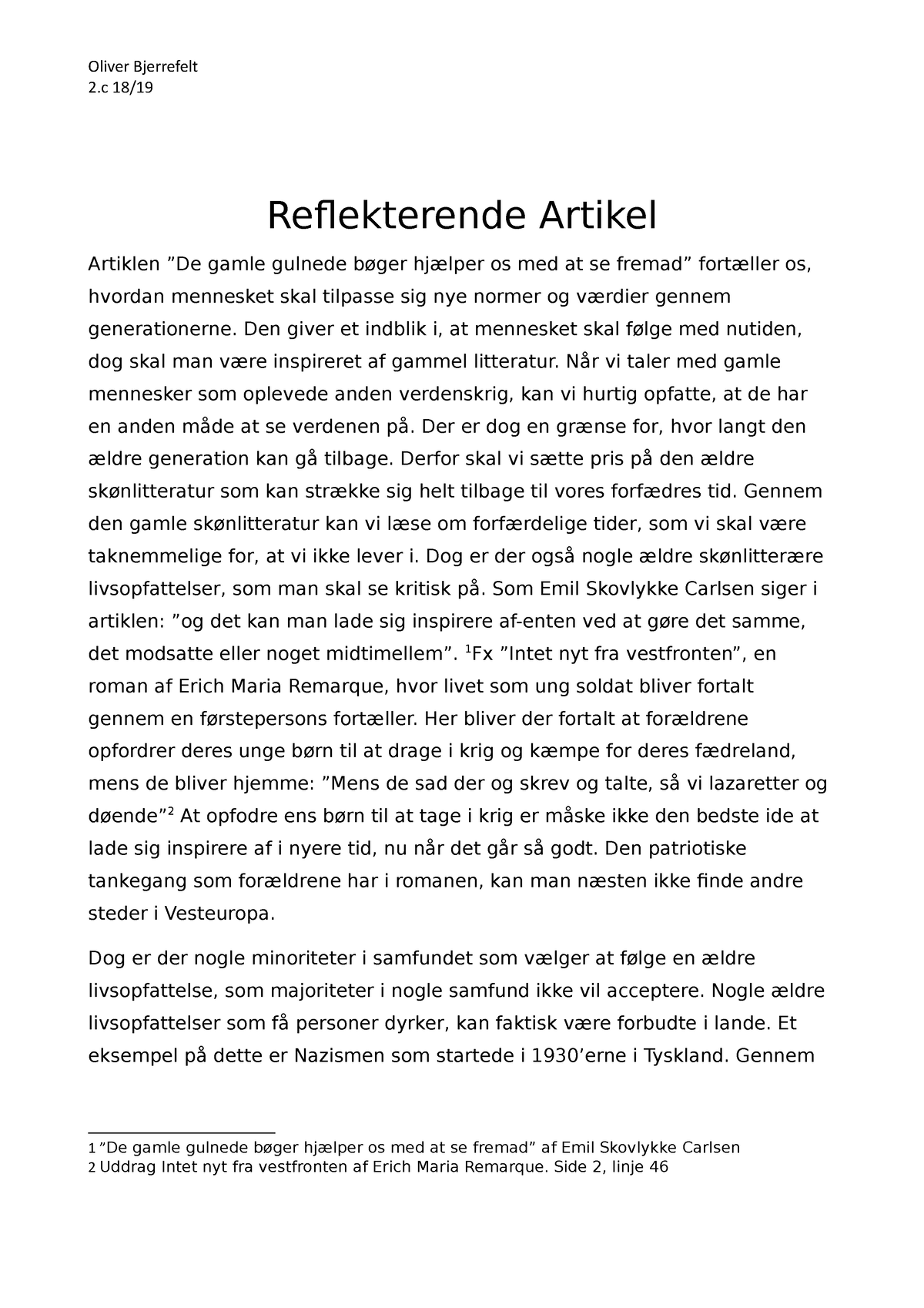 det reflekterende plan essay