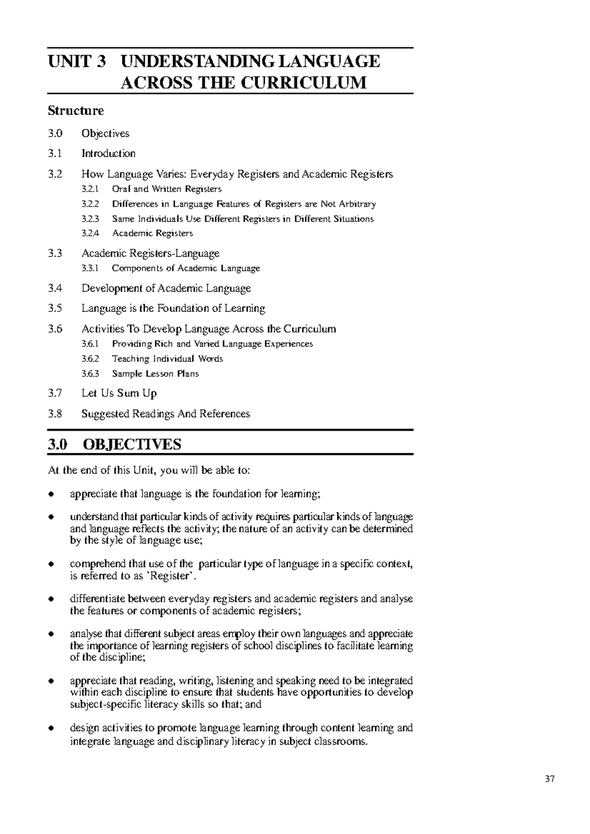 Unit-3 - Good - UNIT 3 UNDERSTANDING LANGUAGE ACROSS THE CURRICULUM ...