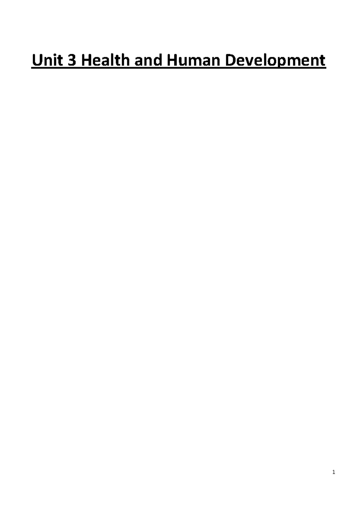 Unit 3 Health and Human Development Notes Unit 3 Health and Human