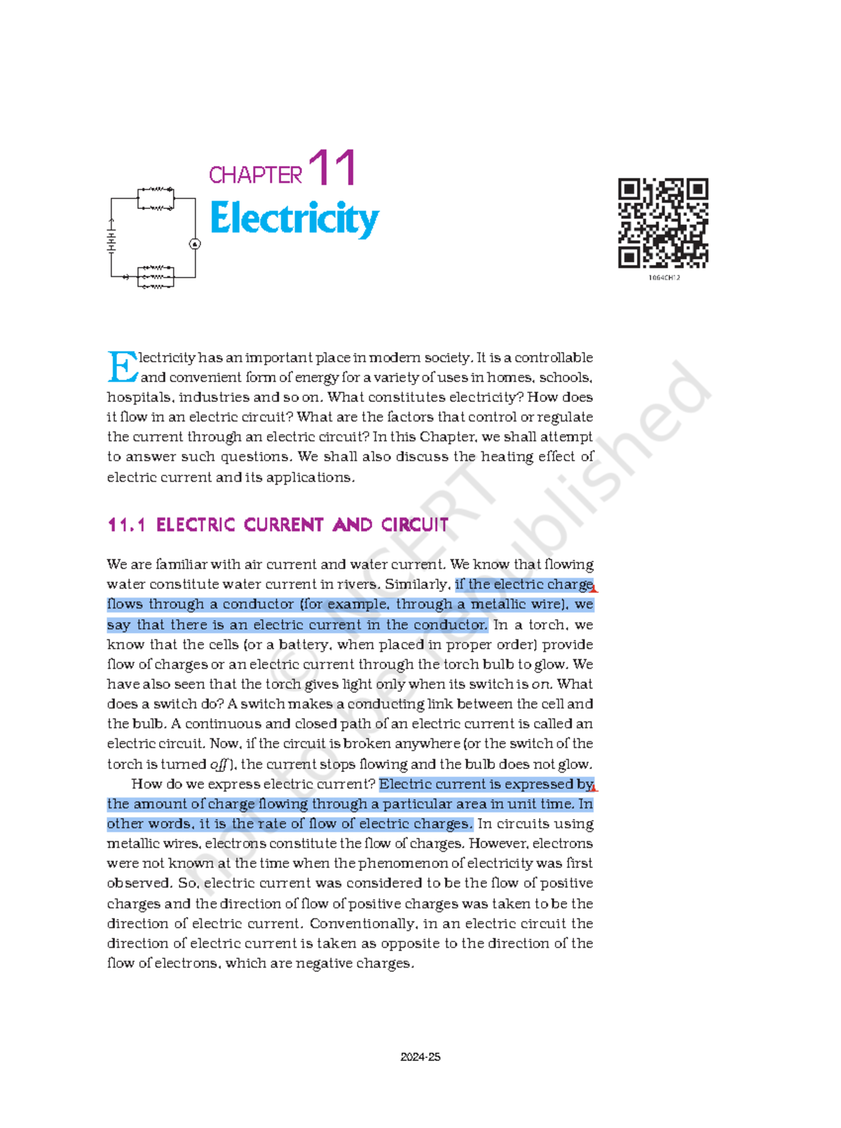 X Science Textbook (Revised) - Electricity CHAPTER 11 E lectricity has ...