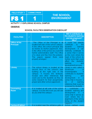 Field Study 1-ep 5 - None - FIELD STUDY 1 LEARNING EPISODE CREATING AN ...