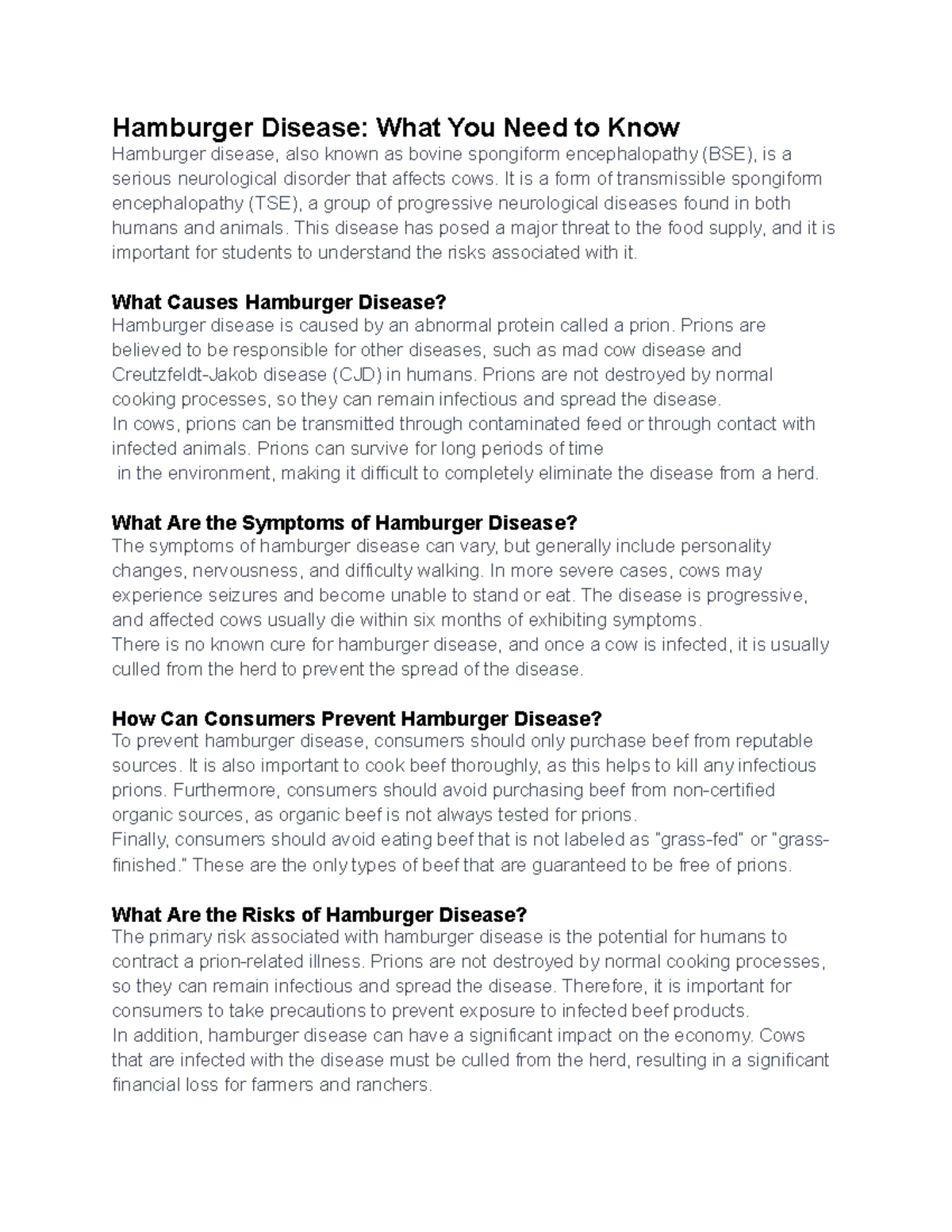 Hamburger Disease What You Need to Know Hamburger Disease What You Need to Know Hamburger