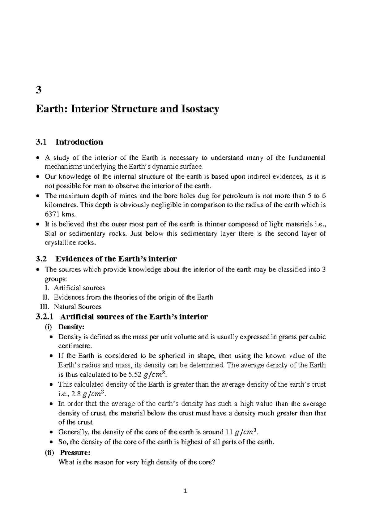 3. Earth-Internal Structure and Isostacy - 3 Earth: Interior Structure ...