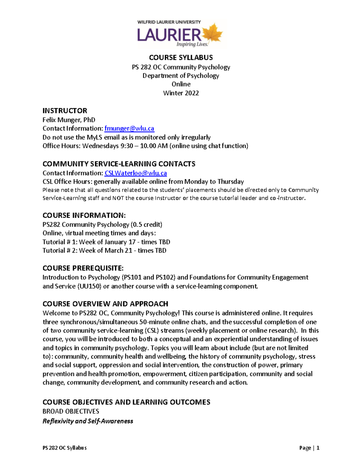 PS 282 Syllabus 2022 V2 - COURSE SYLLABUS PS 282 OC Community ...
