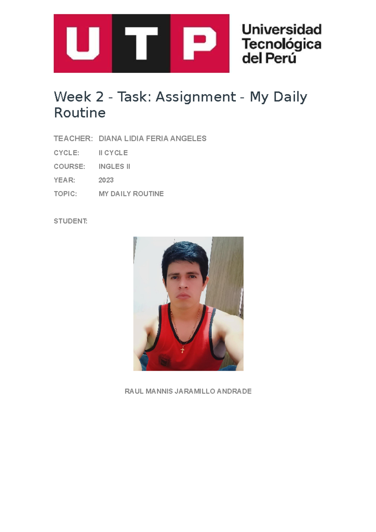 week 2 task assignment my daily routine studocu