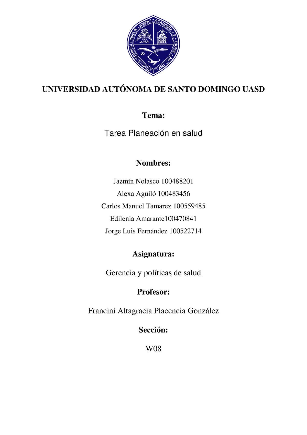 Tarea Unidad Gerencia Universidad Aut Noma De Santo Domingo Uasd