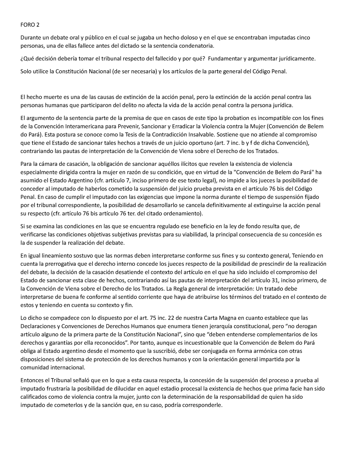 FORO 2 derecho penal - FORO 2 Durante un debate oral y público en el ...