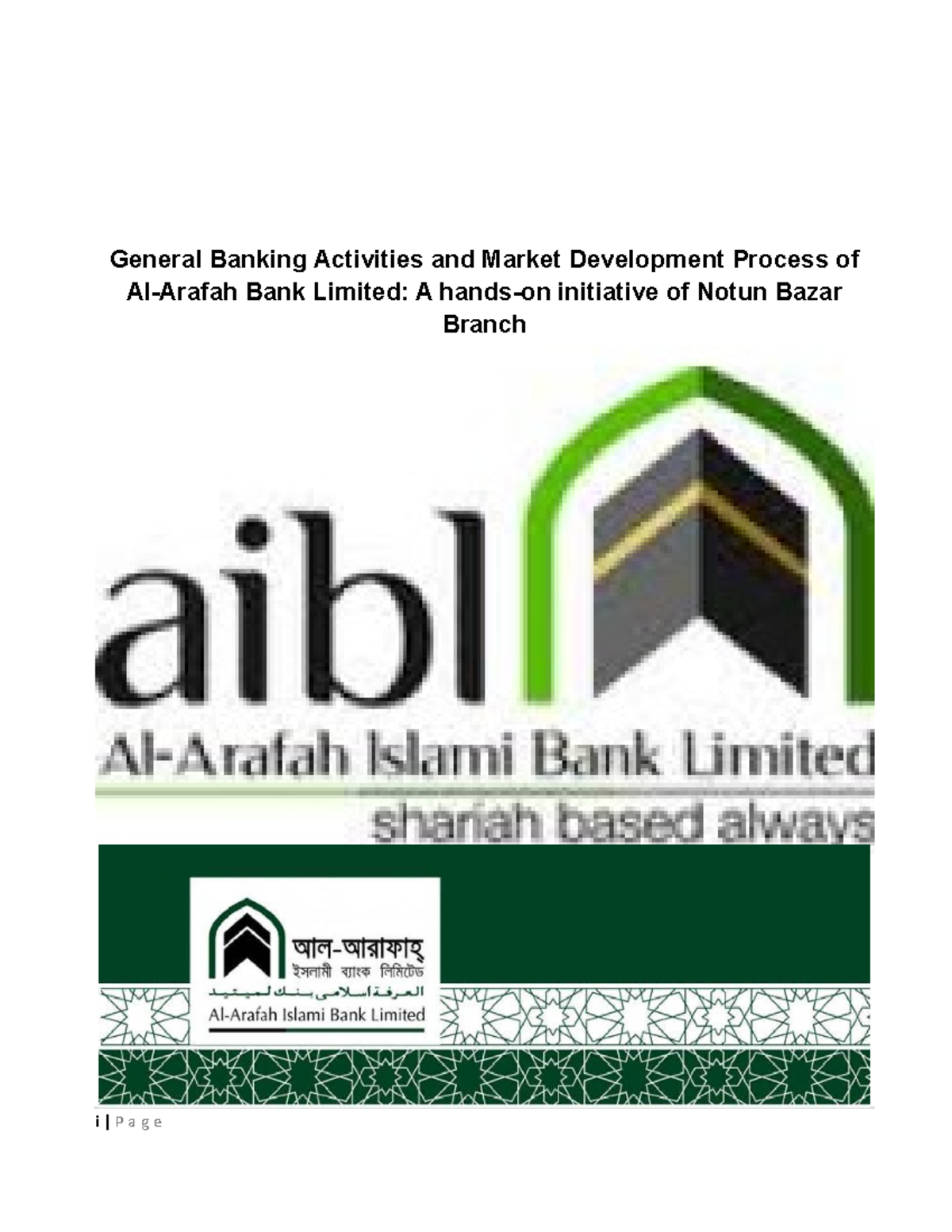 Dummy Report General Banking Activities and Market Development