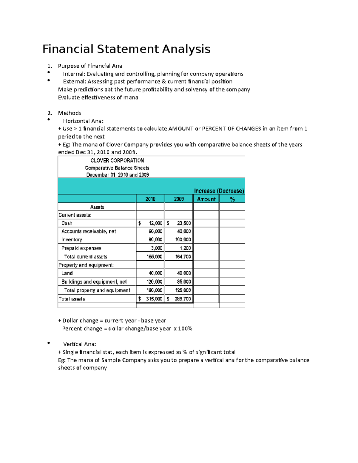 Lecture Note - Financial Statement Analysis - Financial Statement ...