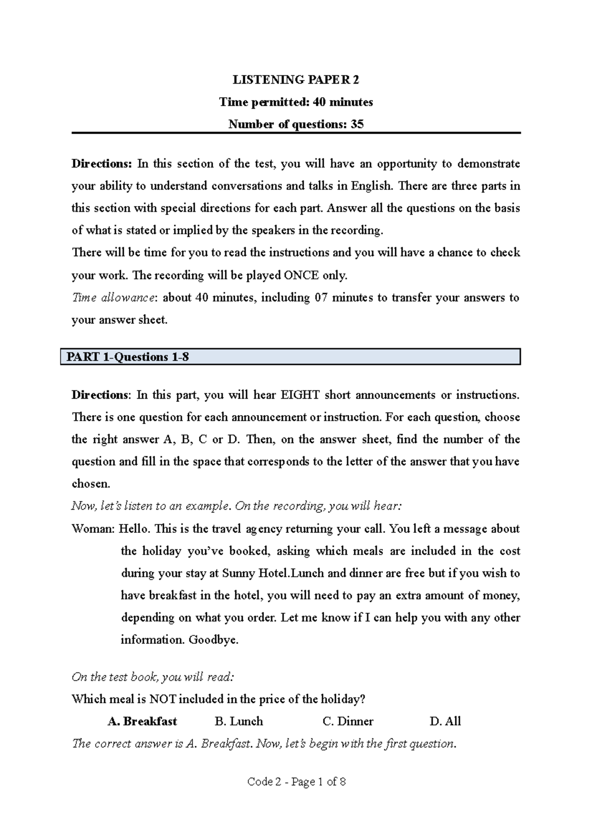 Dhnhhcm Vstep Listening 3 5 TEST 2 - LISTENING PAPER 2 Time permitted ...