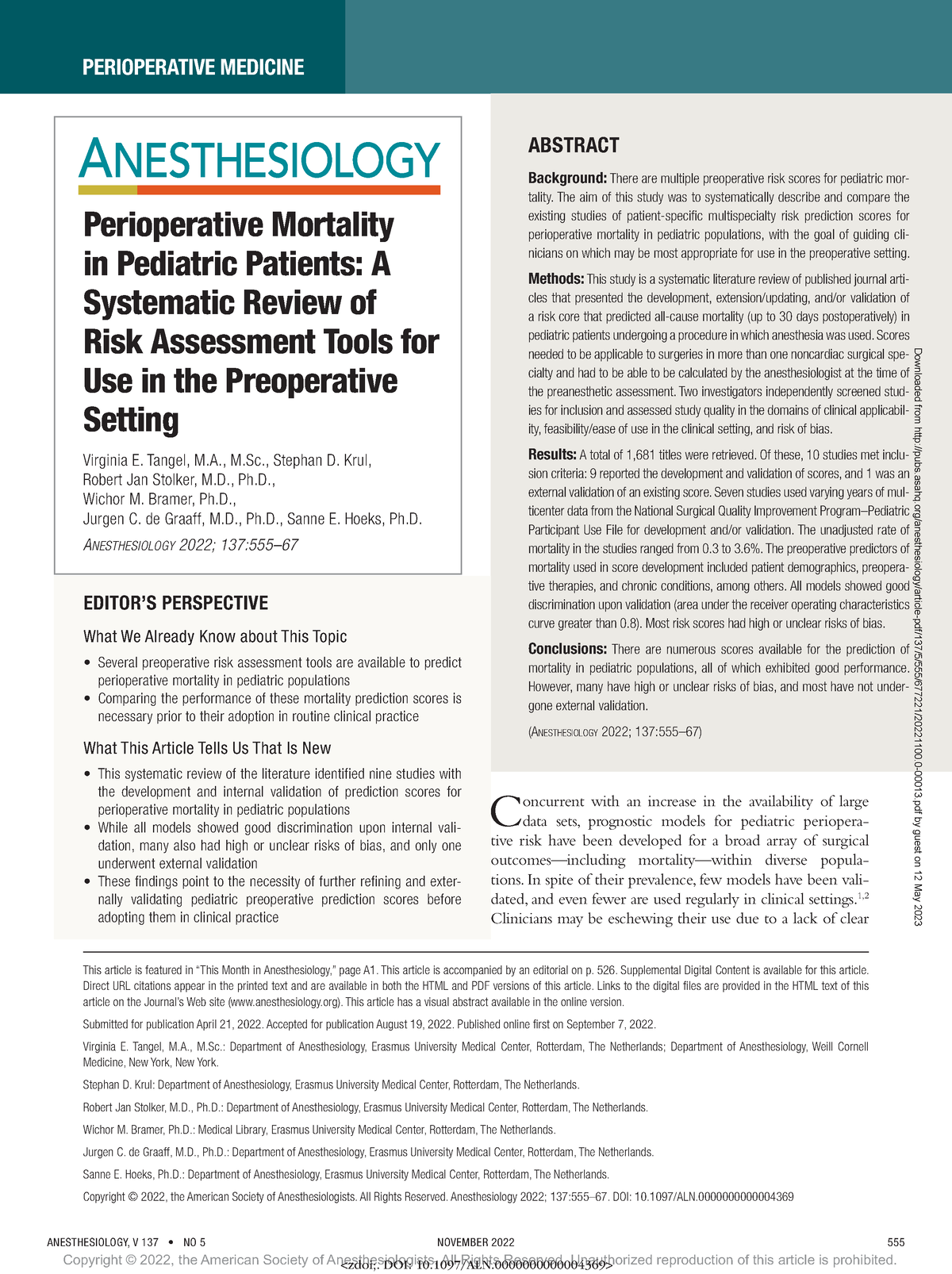 Mortalidad perioperatoria en pacientes pediatricos una revision ...