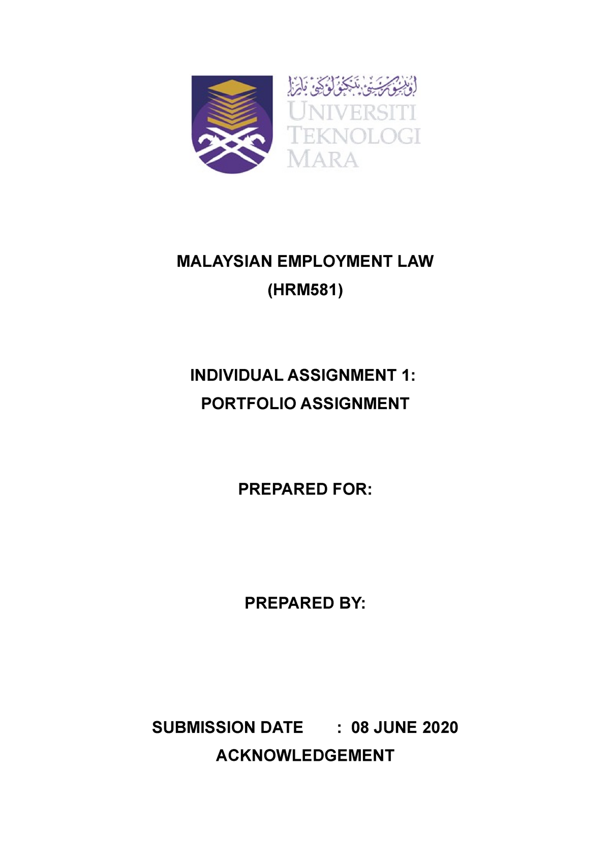 employment law assignment 1