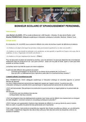 Bonheur Scolaire Et Epanouissement Personnel Bonheur Scolaire Et Epanouissement Personnel Studocu