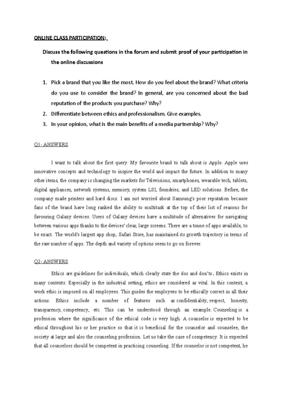OCP - Corporate Communication - ONLINE CLASS PARTICIPATION: Discuss the ...