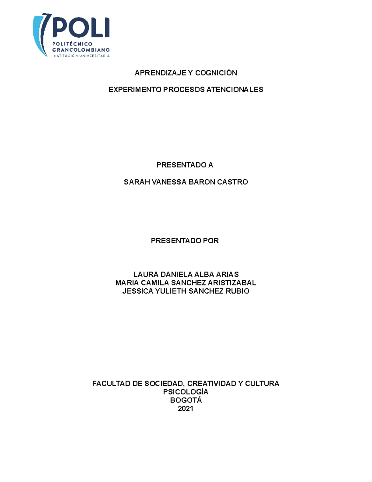 Procesos Atencionales Experimento - Aprendizaje Y CogniciÓn Experimento 