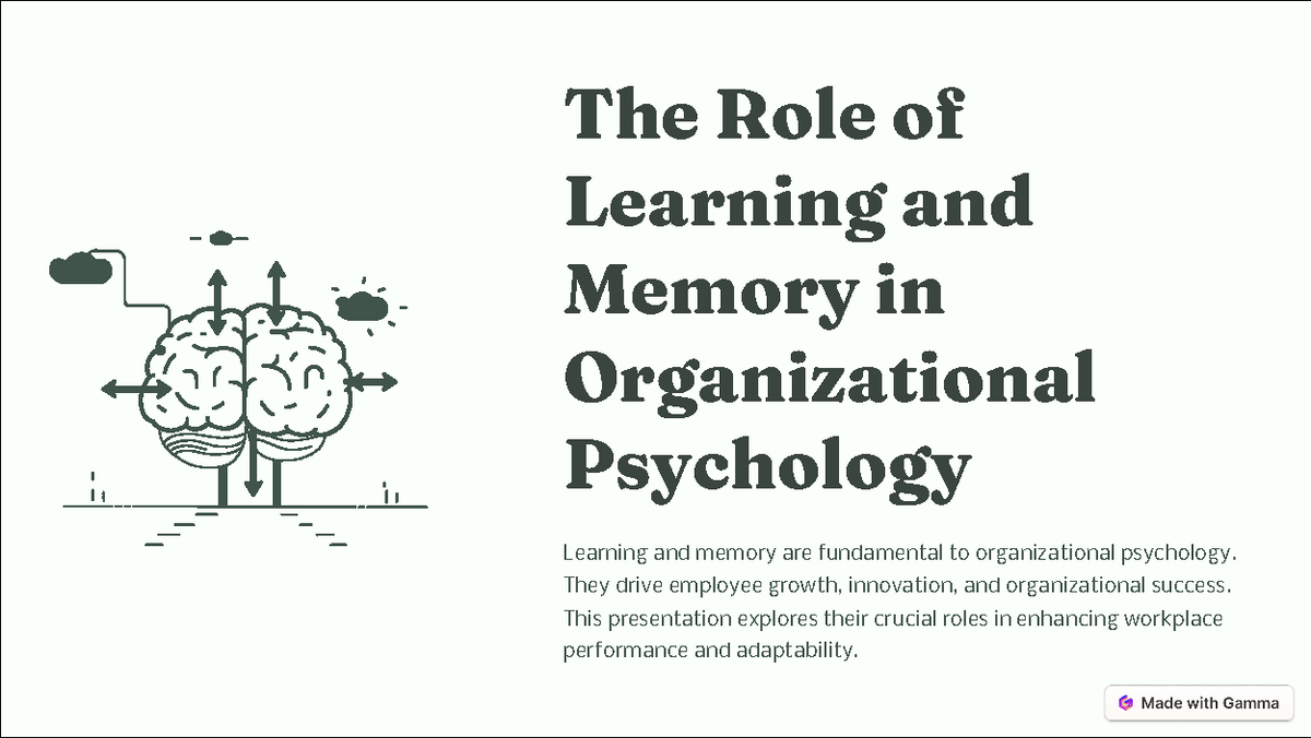 The Role of Learning and Memory in Organizational Psychology - Te Role ...