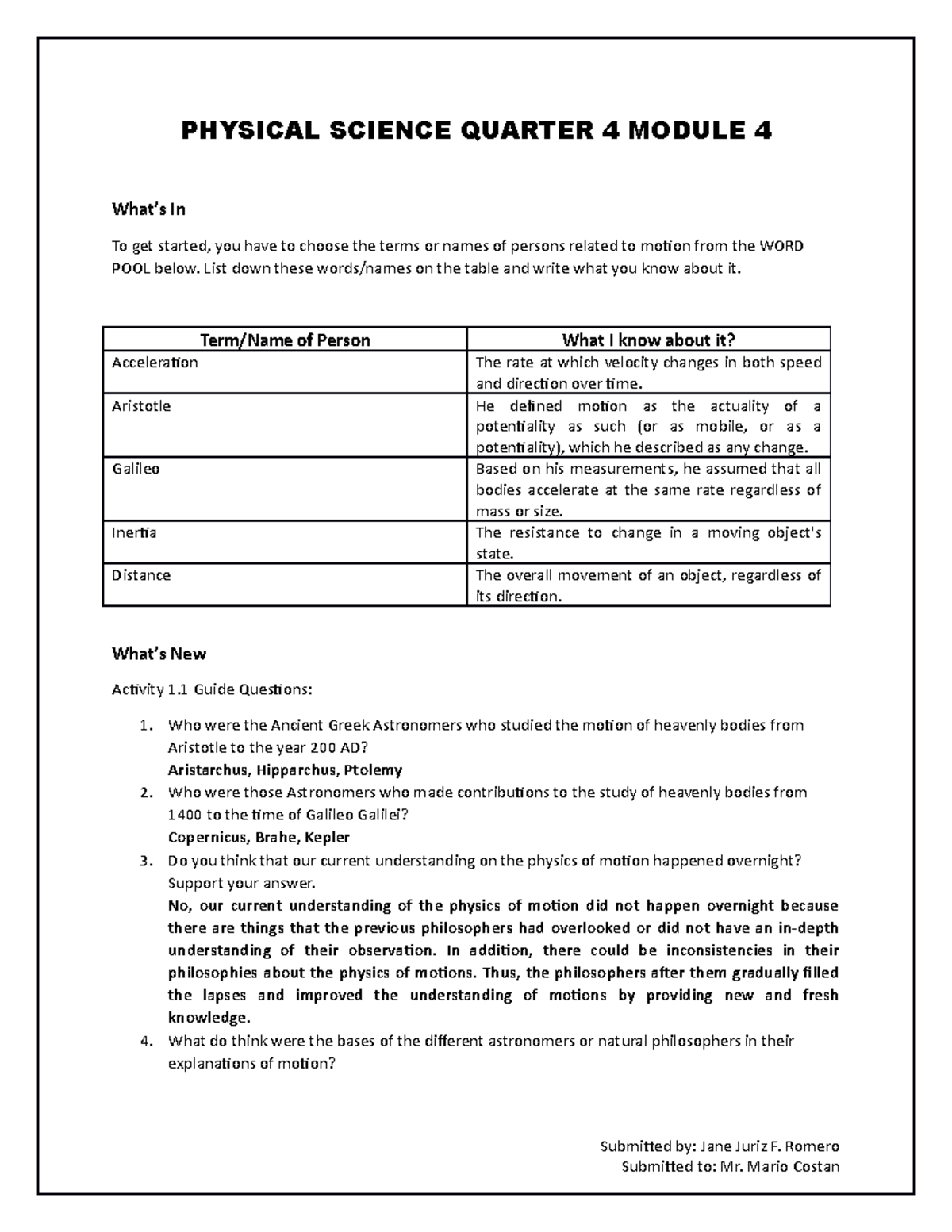 Physical Science Quarter 4 Module 4 - PHYSICAL SCIENCE QUARTER 4 MODULE ...