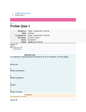 UGRD-IT6204 System Integration And Architecture 1 Final Laboratory Quiz ...