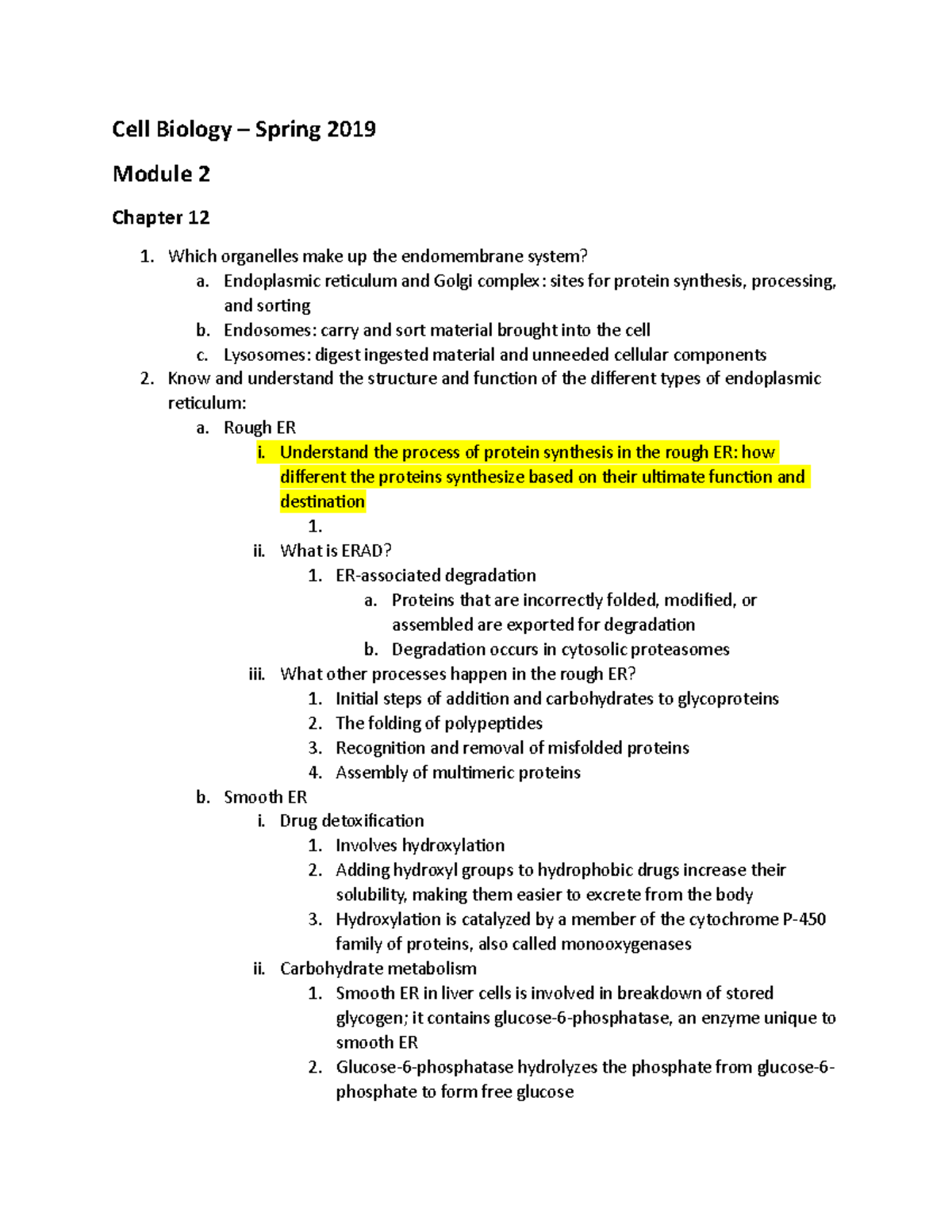 Cell Bio - Chapter 12 - Cell Biology – Spring 2019 Module 2 Chapter 12 ...