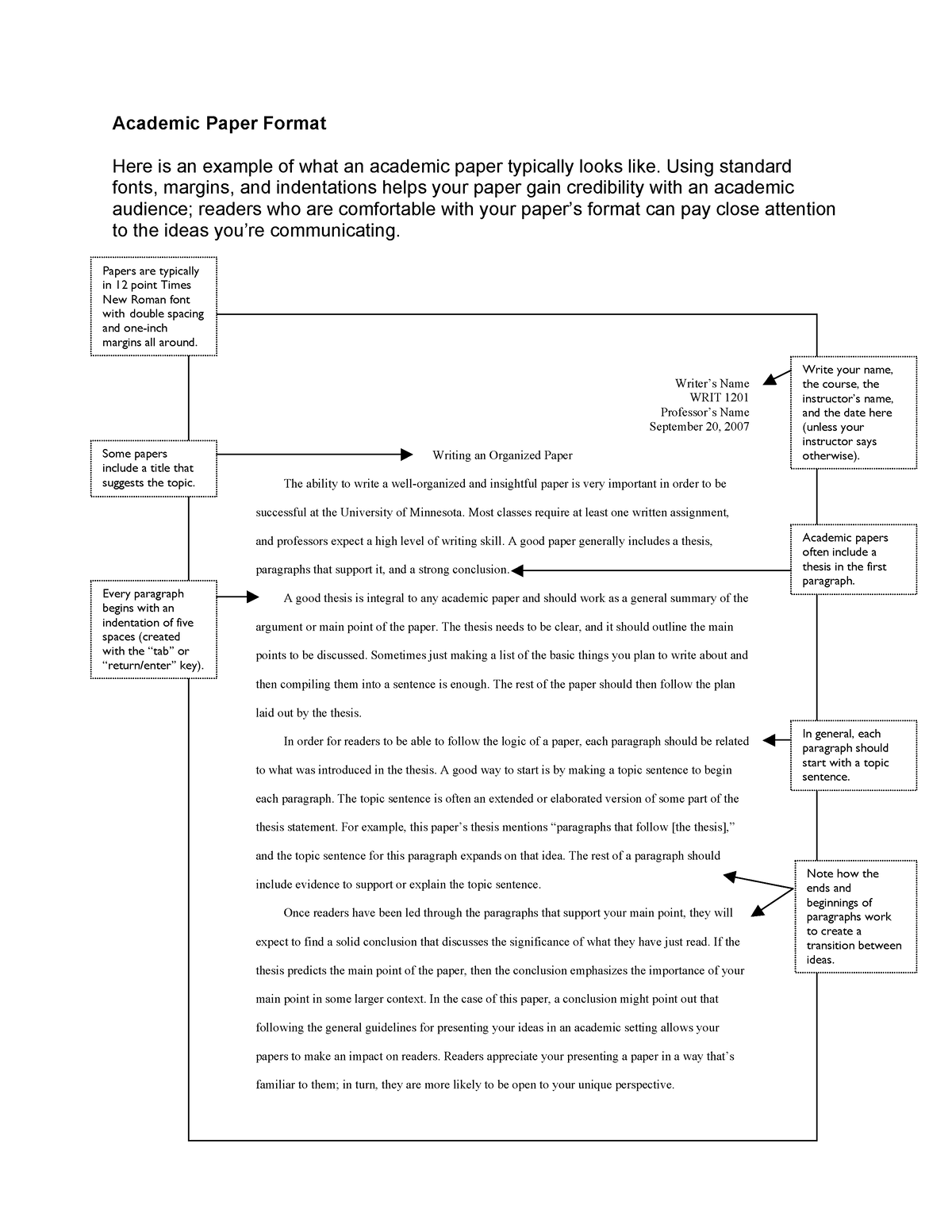 Academic Essay Structure - Academic Paper Format Here is an example of ...