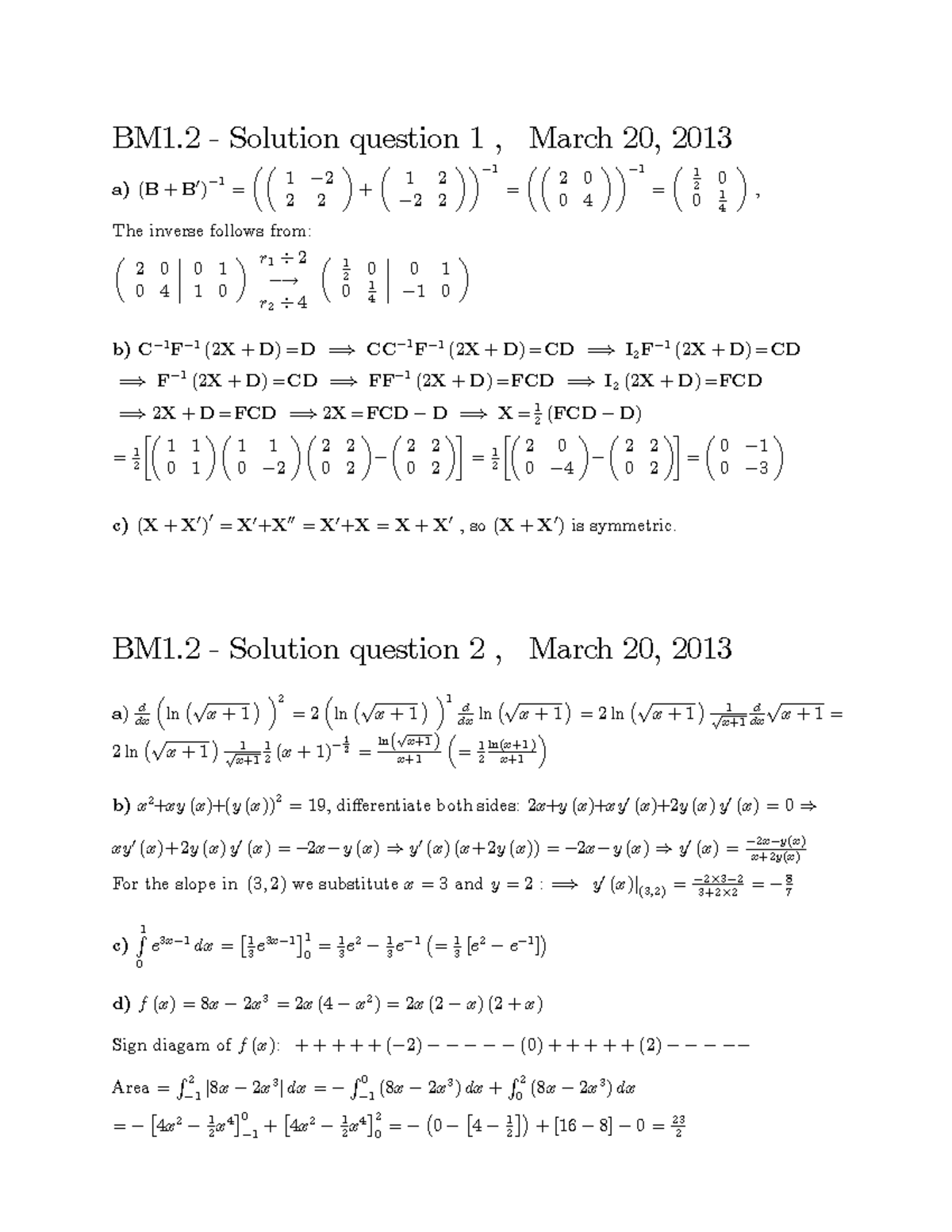 Exam March 13 Answers Studeersnel